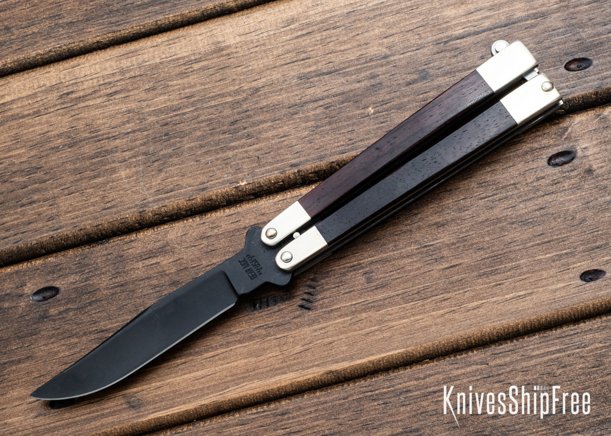 Bear & Son Cutlery: CB17 Bear Butterfly - Cocobolo - Black Clip Point - 440 Stainless